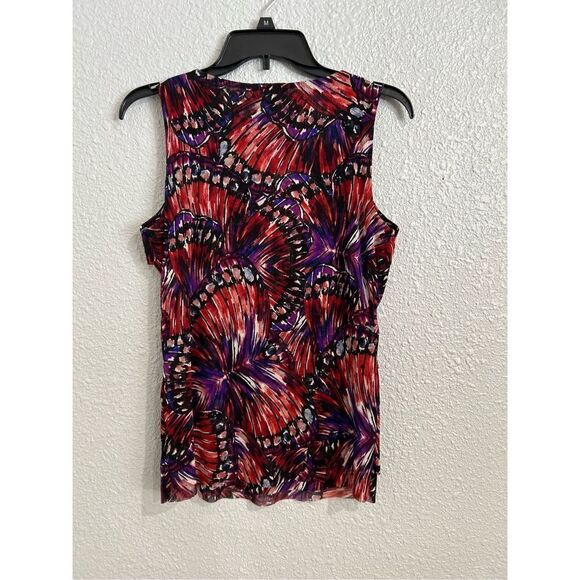 Blouse Abstract Design Purple Red Black halter style Rhinestone’s Bling Bodice. - Picture 5 of 6